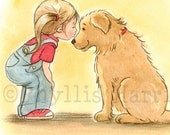 Children's Wall Art Print - First Love Illustration - Girl's room decor