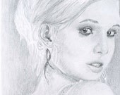 Enchanting, Original Photo Realistic Pencil Drawing, portrait, by Cliff Sperandeo