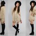 Vtg 90s Nude Gold Metallic Crochet Scallop Fringe Boho Mini Dress OS
