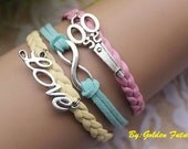 Love bracelet,infinity bracelet,scissors bracelet,a retro silvery combined bracelet,a gift stands for infinity love---C003