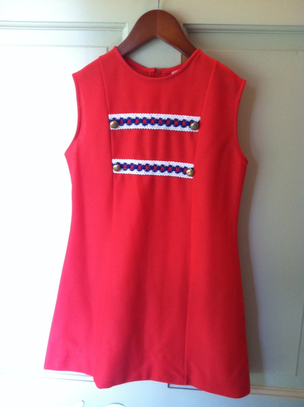 Vintage Red 60's Girl's Mod Shift Dress