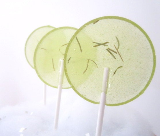 Pear Rosemary Champagne Spritzer Gourmet Lollipops Set of 7 - Luxe Lollies - Cocktail - Gourmet Candy - LARGE 2.5 Inch Lollipops - BOSSGirlsInc