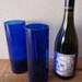 Upcycled Skyy Vodka Bottle Tumblers Drinking Glasses Tall Cobalt Blue Set of 2