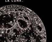 Full Moon Print Recovered Vintage Image to Frame