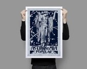 Popular Astronomy "Astronomia Popular"  Print Poster Blue Vintage Style