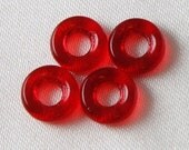 20 pcs - 9mm Glass Donut Ring Beads Siam Ruby Red - DesigningSisterBeads