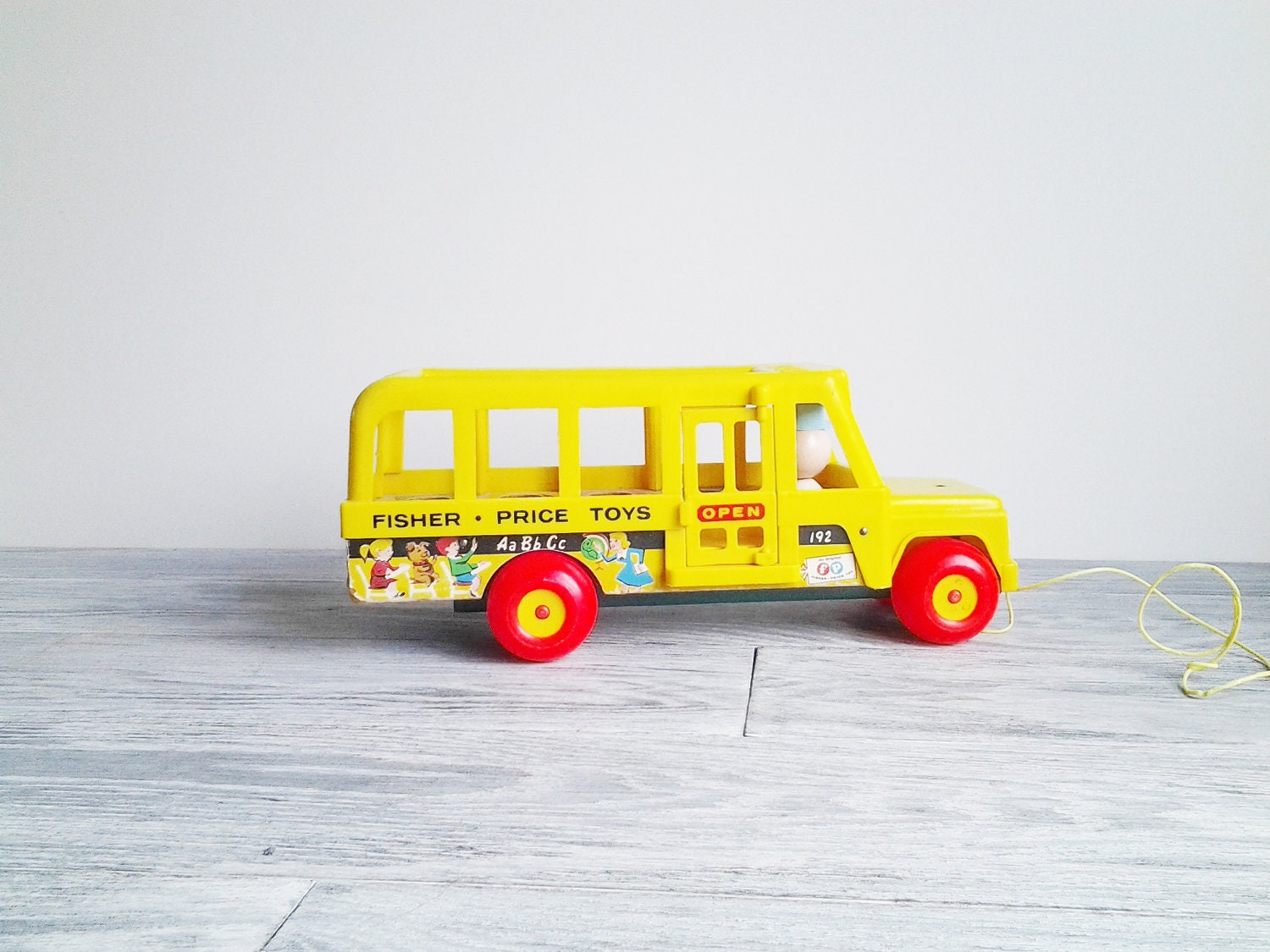 Vintage Fisher Price Yellow School Bus Kids Toy