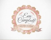 Watercolor Floral Frills Calligraphy Logo - Custom Premade for Photographer, Bakery, Boutique