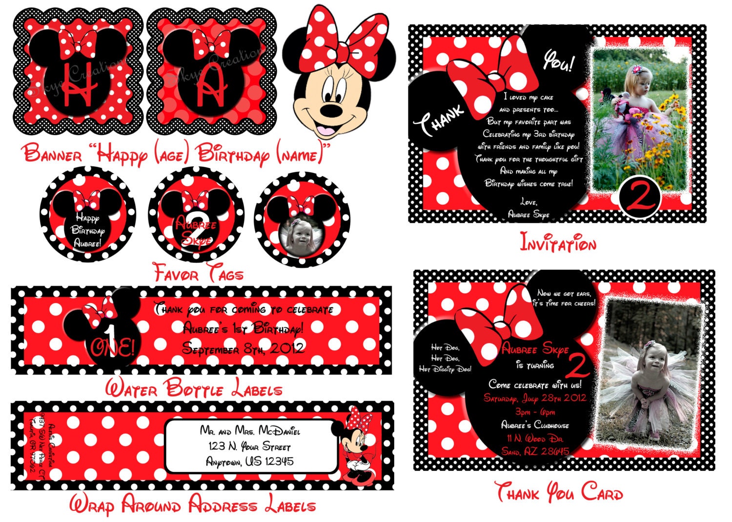 Red and Black Polka Dot Minnie Mouse Bundle of by SkyeCreation