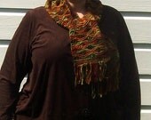 Earthy Jewel Tone Knitted Scarf