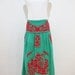 Embroidered Mexican Sundress Cotton Strapless in Green with Lining