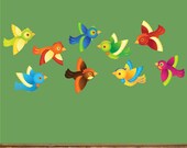 BIRDS Wall Decals REUSABLE Fabric Wall Decal