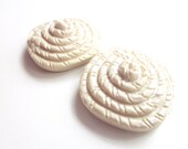 2 x Vintage 1950s Large Cream Rope Buttons