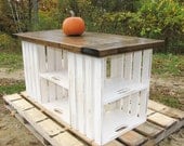 Kitchen Island, Distressed, Rustic, Country, Crate Storage, Free Shipping