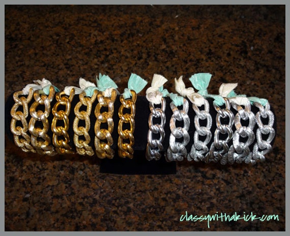 Chunky Chain Bracelet Hair Ties - Silver & Gold (Set of 2)