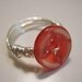 Red Vintage Button Ring, size 7.5 - 8, Christmas gift, starbust button
