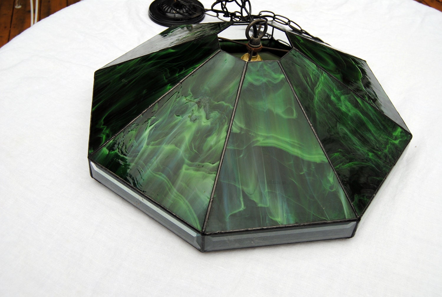 Vintage  Light Fixture - Stained  & Beveled Glass - Tiffany Like  - 1960's - Fabulous