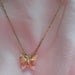 Vintage Necklace Mother Of Pearl Butterfly Gold Tone Details and Chain
