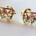 Vintage Coro Earrings Aurora Borealis Rhinestones Golden Hued Metals