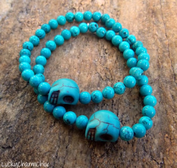Turquoise Skull beaded Bracelet