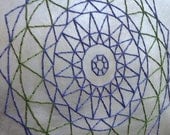 Spirograph aluminum and wood embroidery