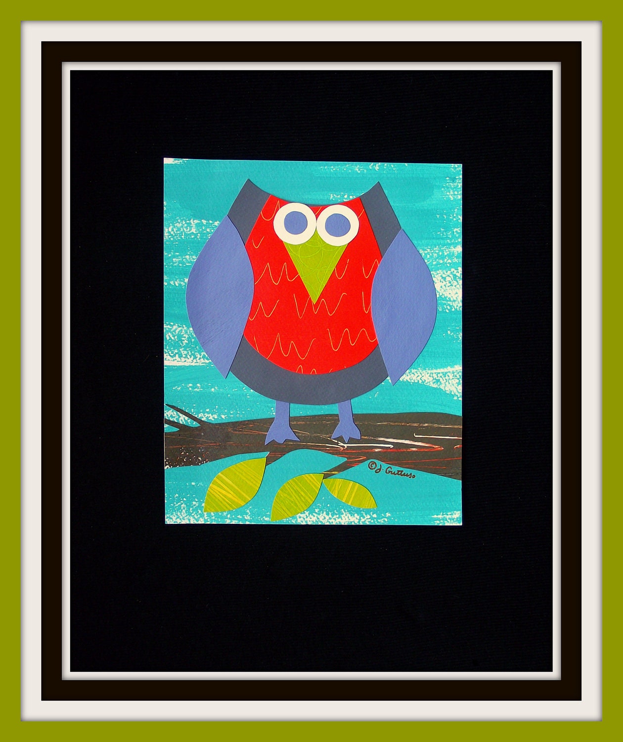 Owl art, original, 8 x 10, kids owl art, orange, gray, forest animal art, woodland art, nursery owl art, modern nursery, owl home decor