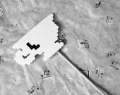 White 8 Bit Pixel Art Tea Cups on a  Stick - Photo Props