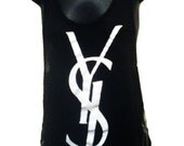 YSL Logo Womens Burnout Tank Top in Black