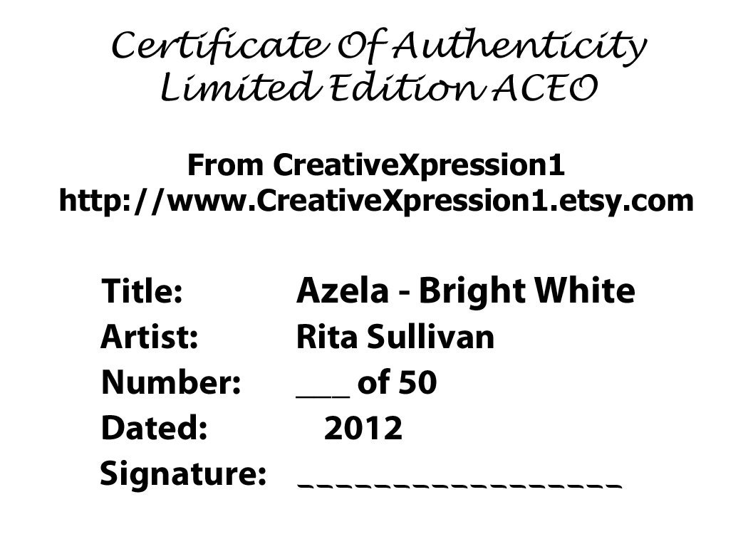 ACEO- Limited Edition-AZALEA - Bright White- OOAK Original