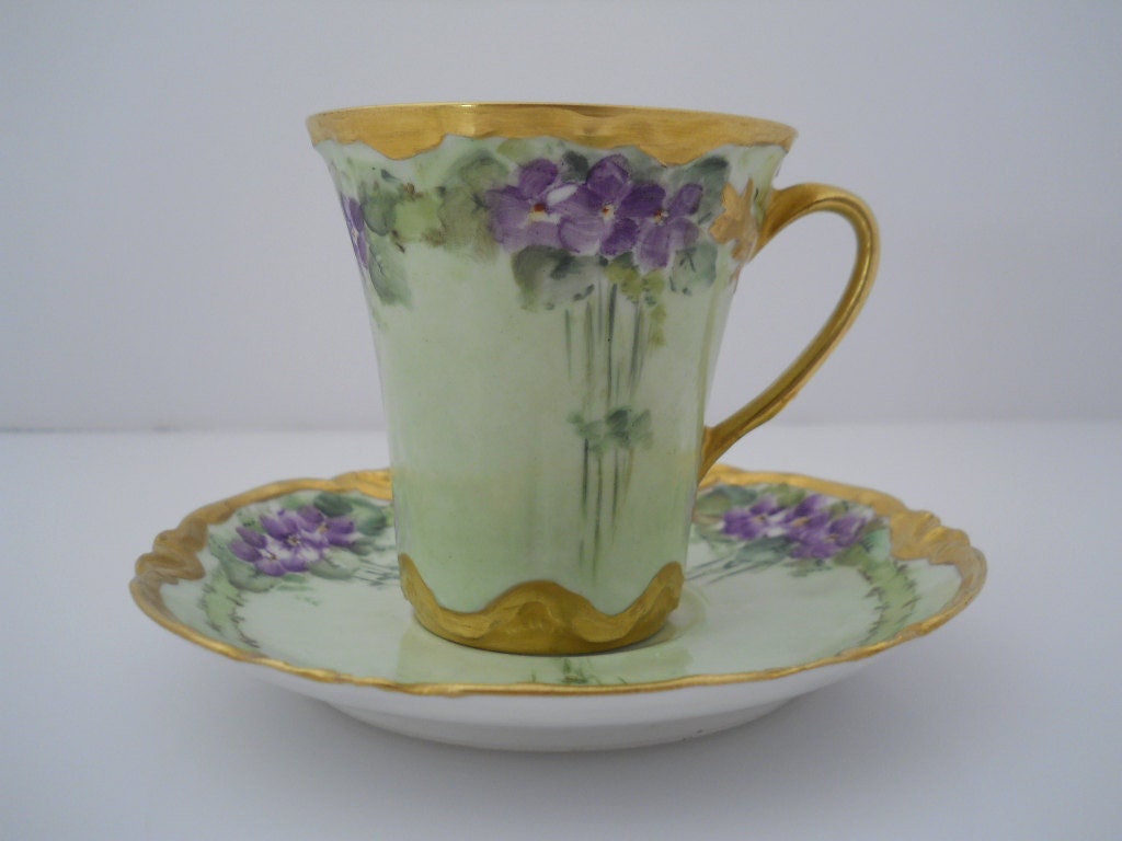 Haviland Limoges France Artist Signed Teacup Chocolate Cup c Early 1900s Estate Find