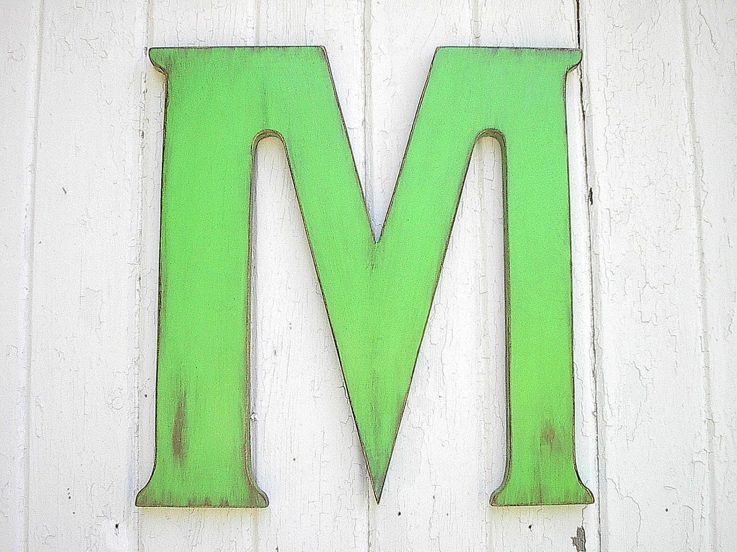 Shabby chic Letter M Large Wooden Wall Hanging Kids Room Nursery Wall Decor Initial Name