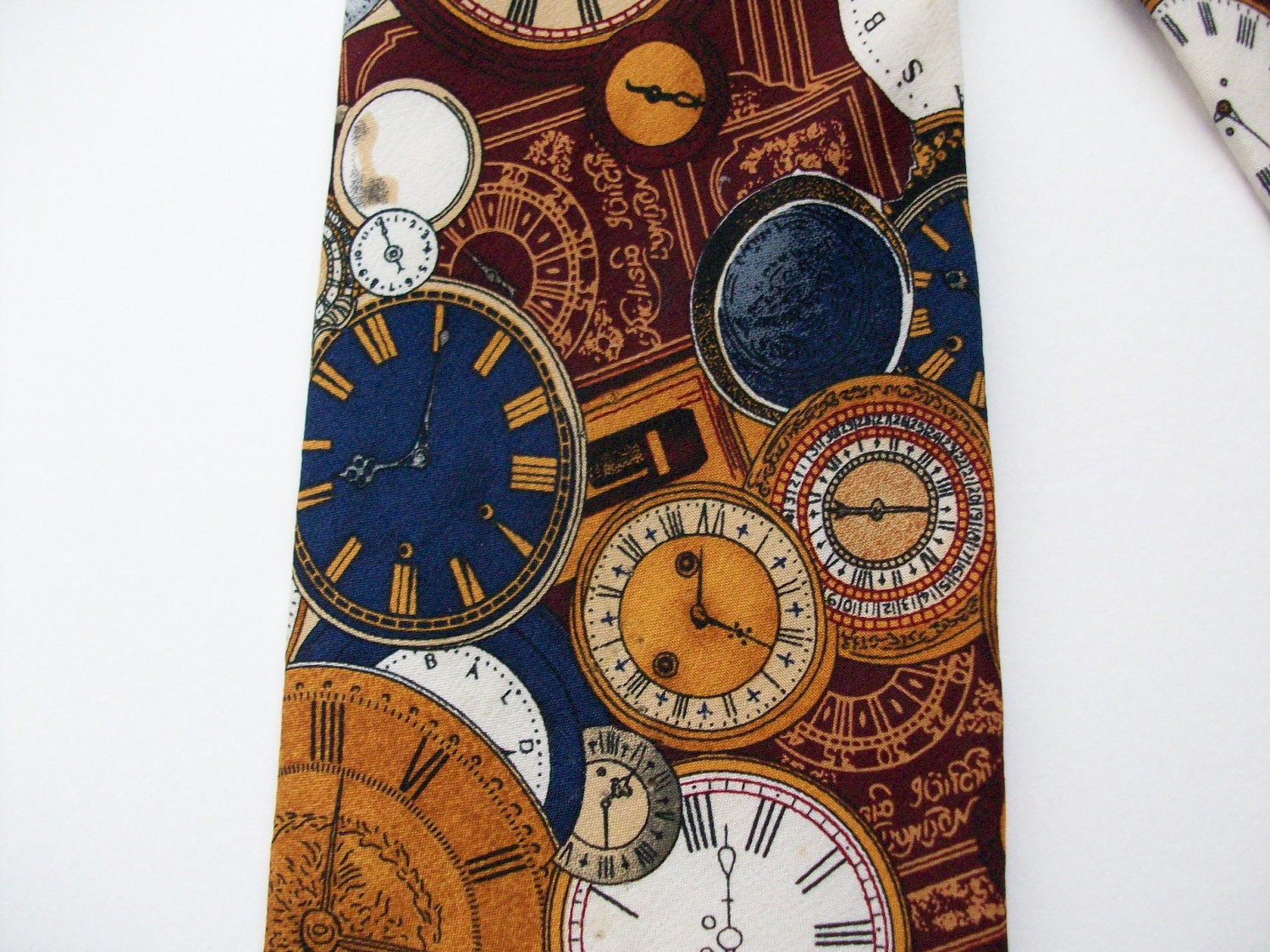 Clock fabric 100 silk fabric from men's tie reuse for by JDorsa