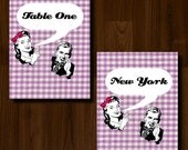 Retro, 50s, Vintage, Fun, Purple, DIY Printable Wedding Table Number/Name Il_170x135