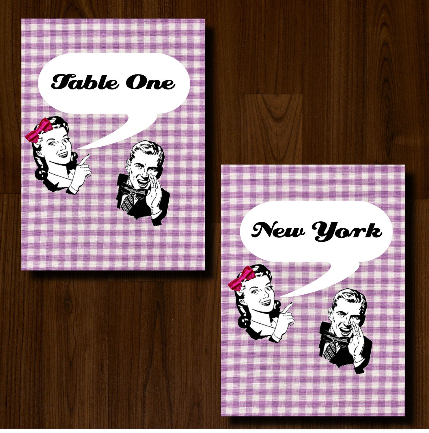Retro, 50s, Vintage, Fun, Purple, DIY Printable Wedding Table Number/Name Il_570xn