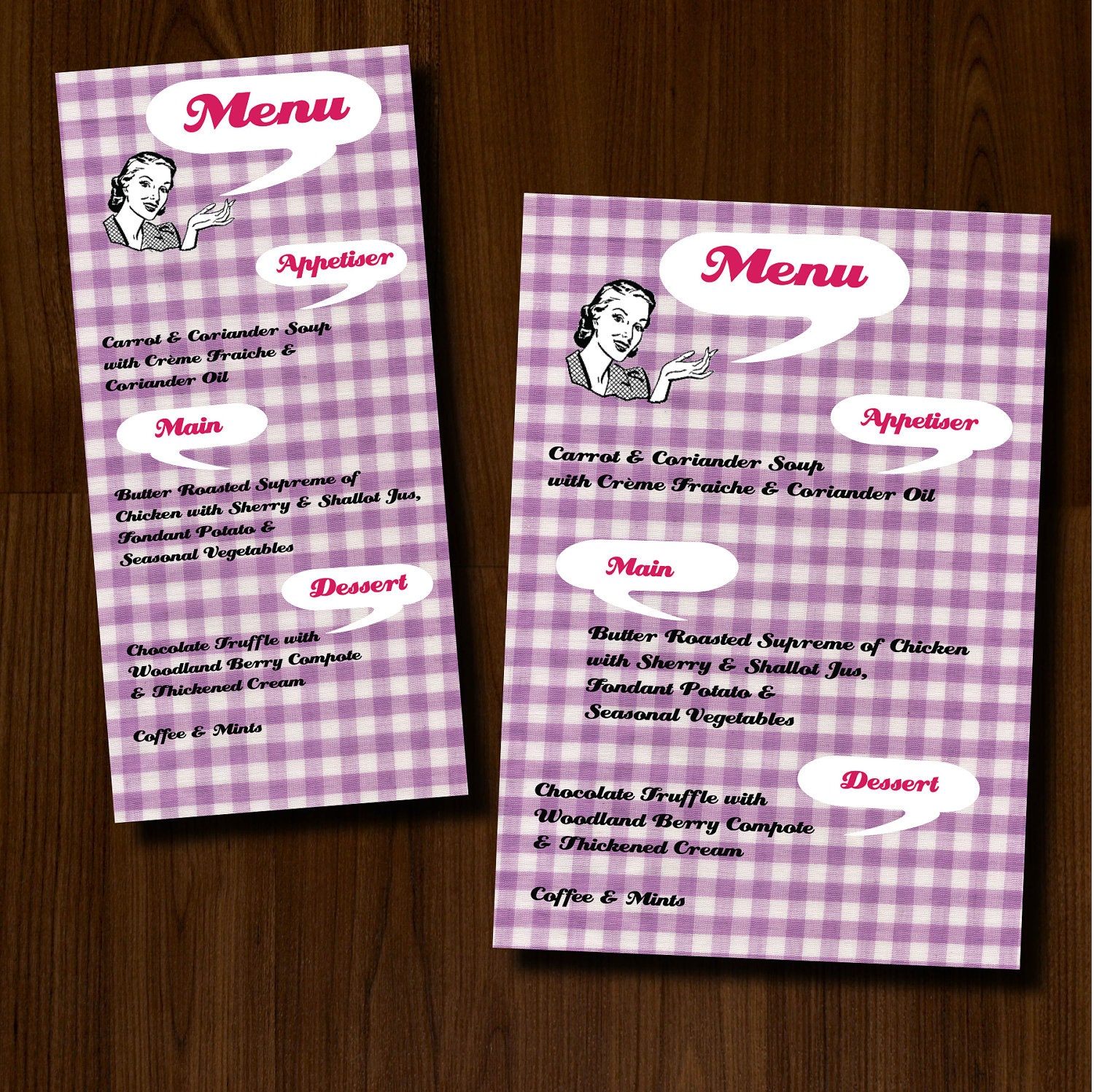 Retro, 1950s, Vintage, Purple, DIY Printable Wedding Menu Il_570xn