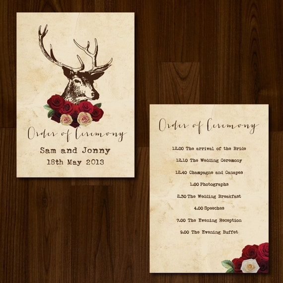 Winter Rustic Woodland Antlers, DIY Printable Wedding Ceremony Program/Order of Service Il_570xn