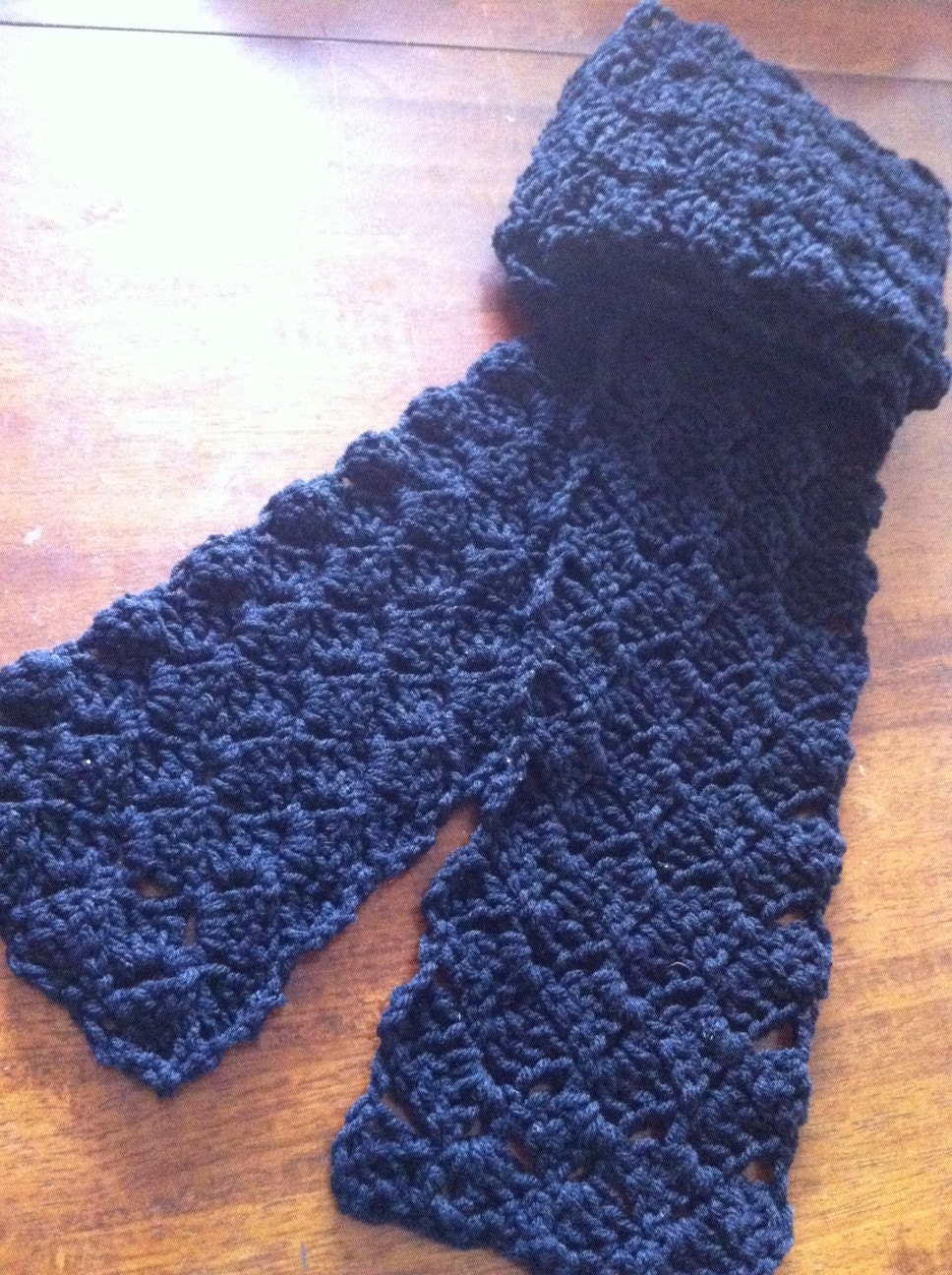 Black Crocheted Scarf