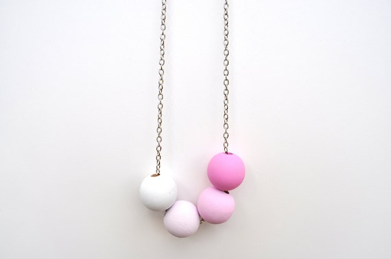 Pink Wooden Ombre Statement Necklace