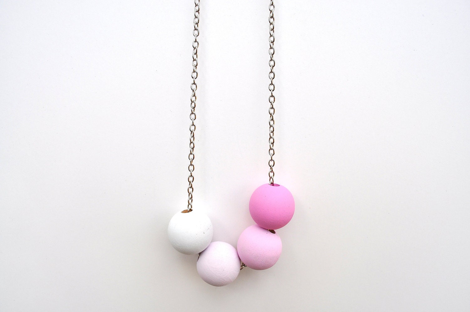 Pink Wooden Ombre Statement Necklace