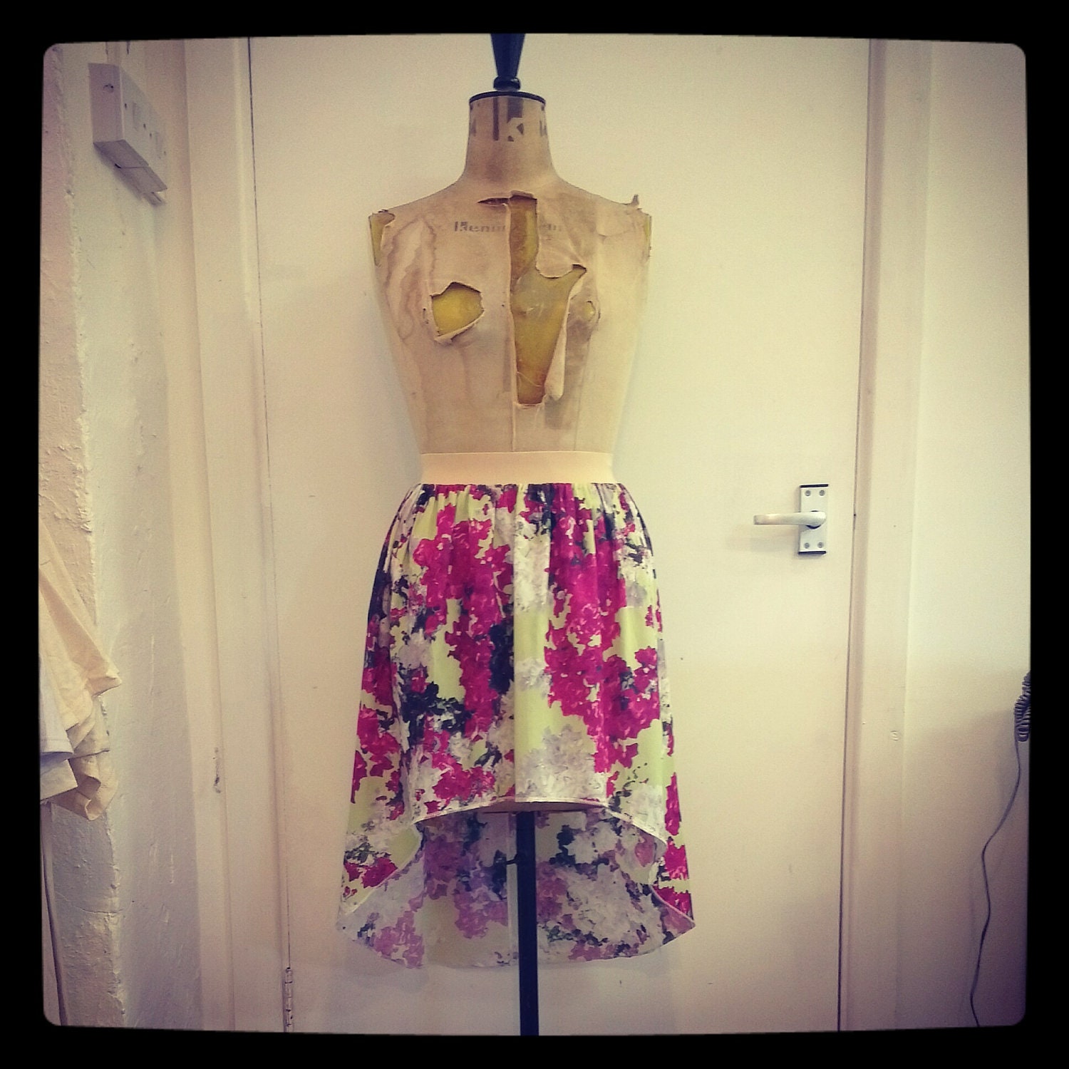 Floral mohawk/half and half skirt, ethical fashion.