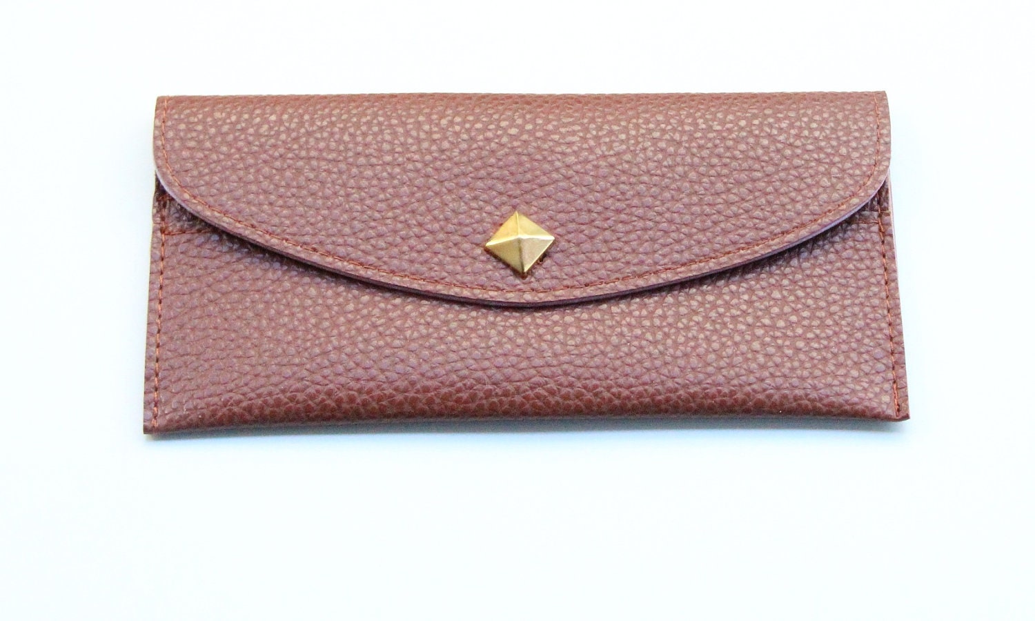 Brown Leather wallet with golden pyramid