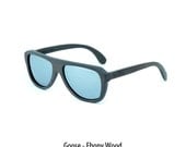 WoodRoze Wooden Sunglasses // Ebony Wood // Polarized Mirror Silver Lens // Goose