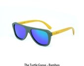 WoodRoze Wooden Sunglasses // Bamboo // Polarized Mirror Blue Lens // Turtle Goose