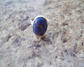 Beautiful Denim Blue Magnesite Sterling Silver Gemstone Ring - Size 8
