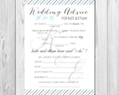 Wedding Advice Mad Lib - Faded Initial Pinstripe - Customizable - Printable Il_170x135