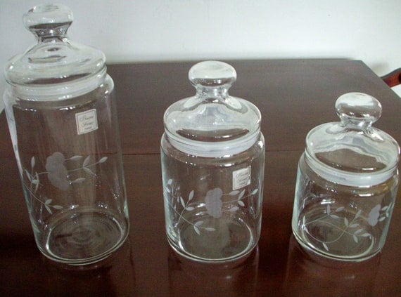 Crystal Canister Set Kitchen Bath Storage Princess by