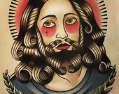 Jesus Tattoo Flash Art Print