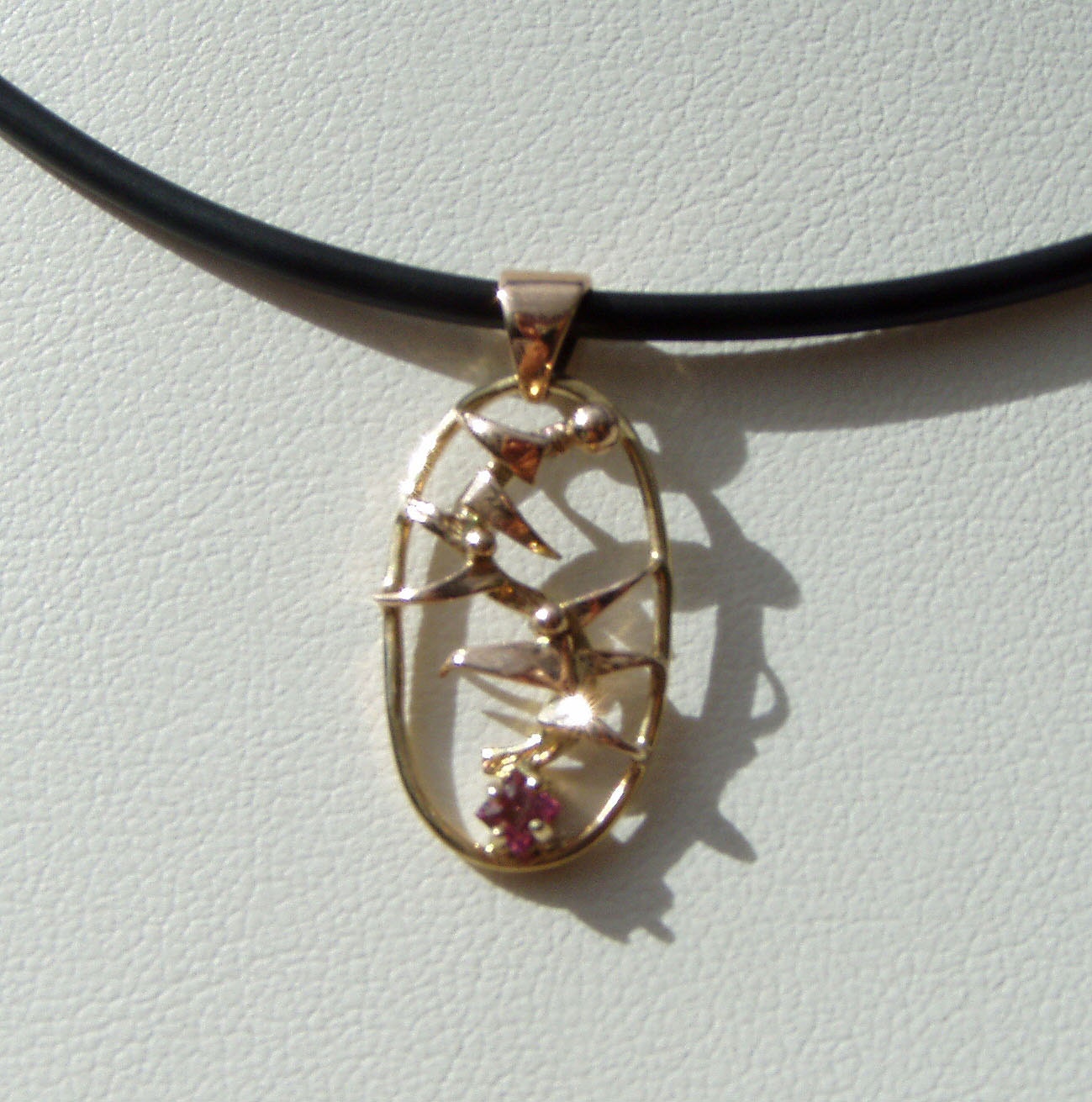Gold......... handmade Fantasy Art insect with square cut Ruby..........organic  yet futuristic........ 9ct pendant, free shipping