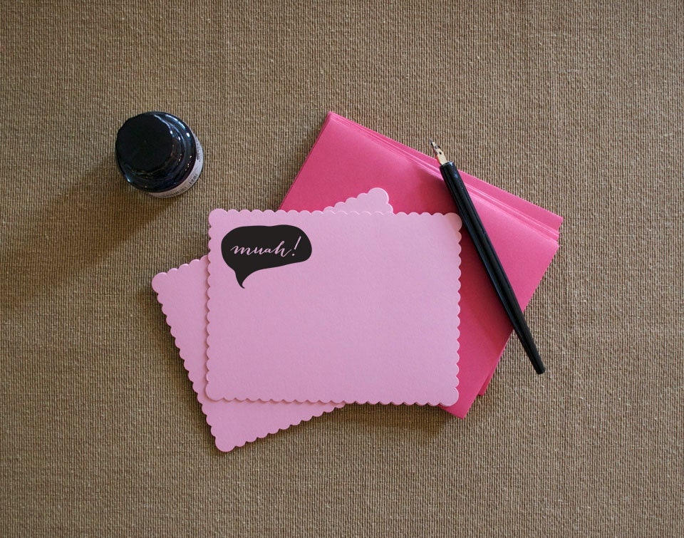 Muah Rubber Stamp with Traditional Wooden Handle, Custom Gift, Fun Saying, Thank you, Kisses Il_570xn