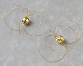 Giant Gold Plated Memory Wire Basket Earrings